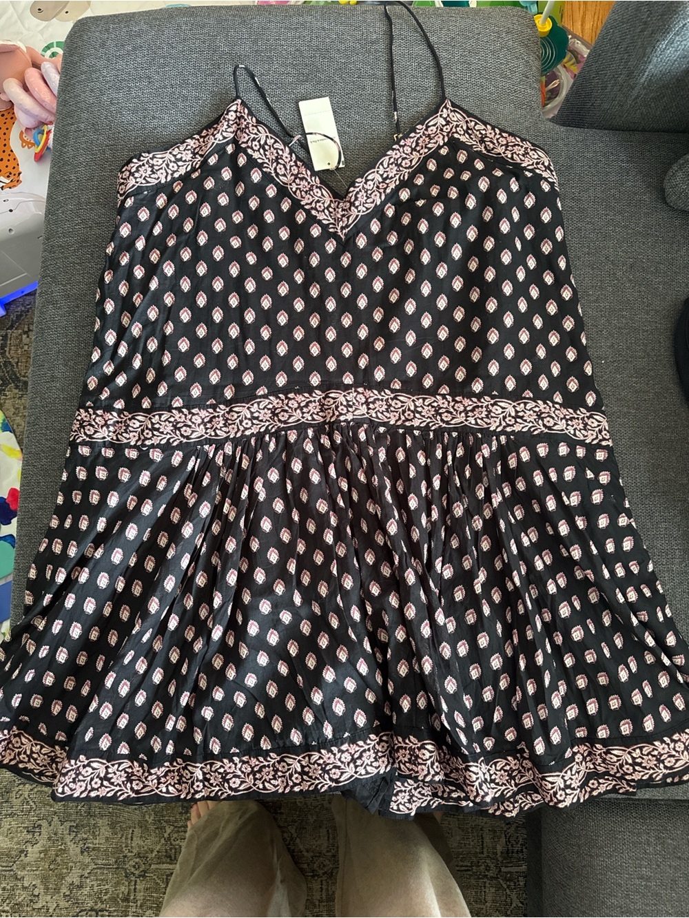 Abercrombie & Fitch Black and Pink Printed Skater Skirt